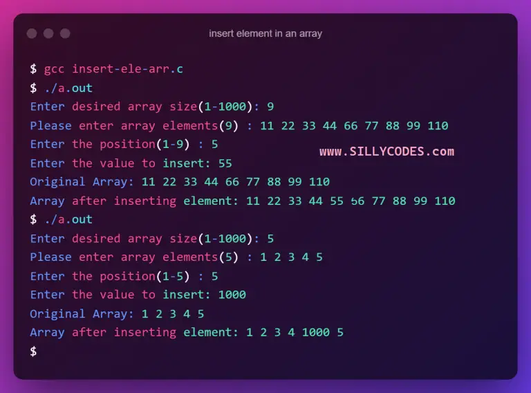 Insert Element In Array In C Language SillyCodes