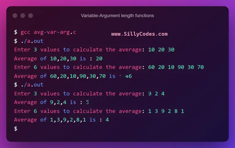 Functions With Variable Arguments In C Language Sillycodes