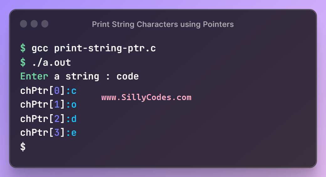 Print String Elements Using Pointers In C Language SillyCodes