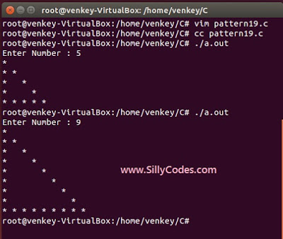 Hallow-Triangle-star-pattern-c-program