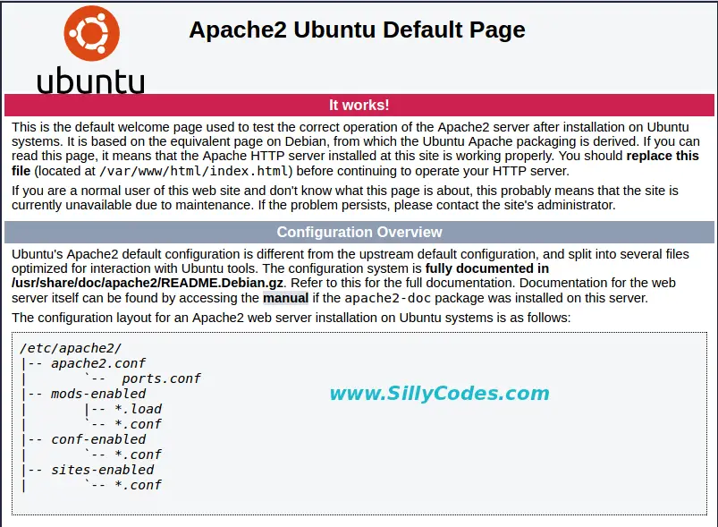 Apache welcome default page