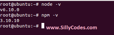 Check the nodejs version and npm version