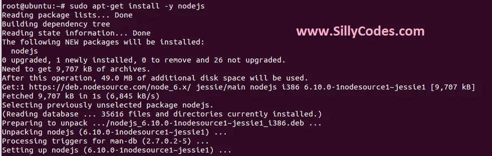 Install latest nodejs using apt get in debain
