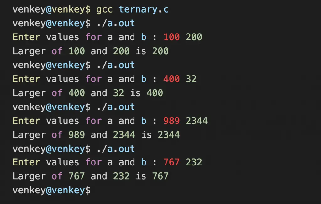 Largest-of-two-numbers-program-in-using-conditional-operator