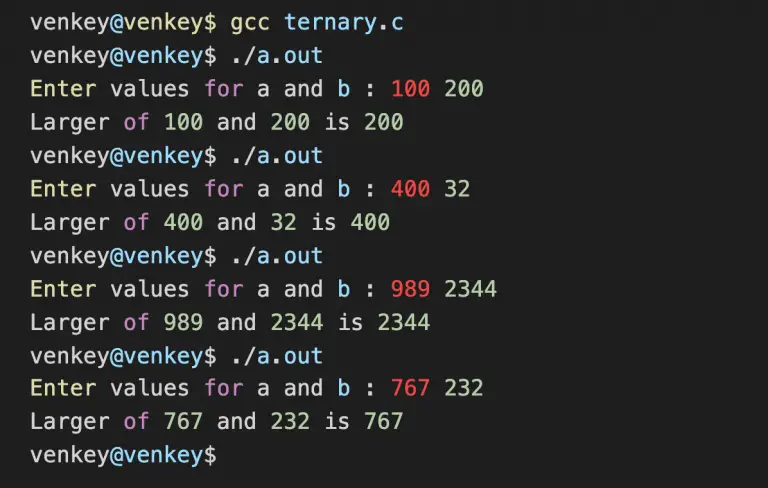 largest-of-two-numbers-using-conditional-operator-sillycodes