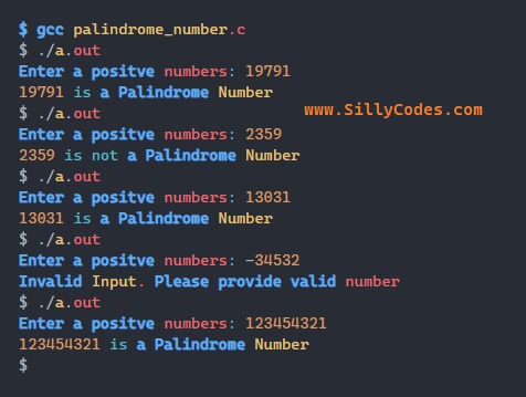 c-program-to-check-palindrome-number