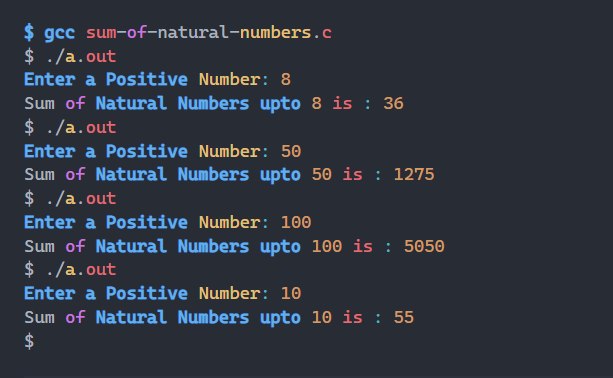 c-program-to-calculate-sum-of-n-natural-numbers-using-formula