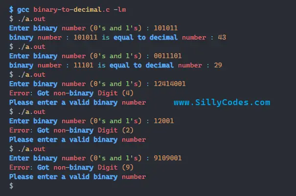 program-to-convert-binary-number-to-decimal-number-in-c-output