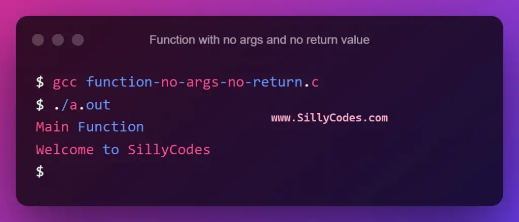 Function-with-no-arguments-and-no-return-value-program-output