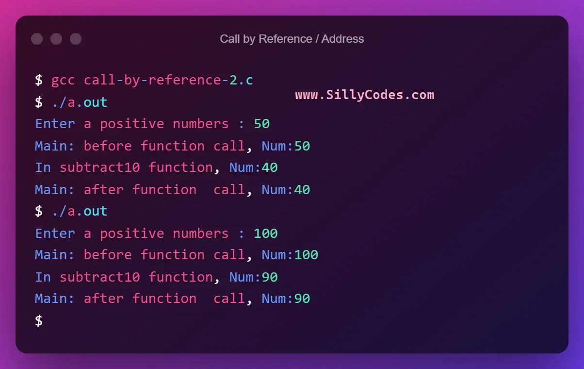 Call by Value and Call by Address / Call by Reference in C