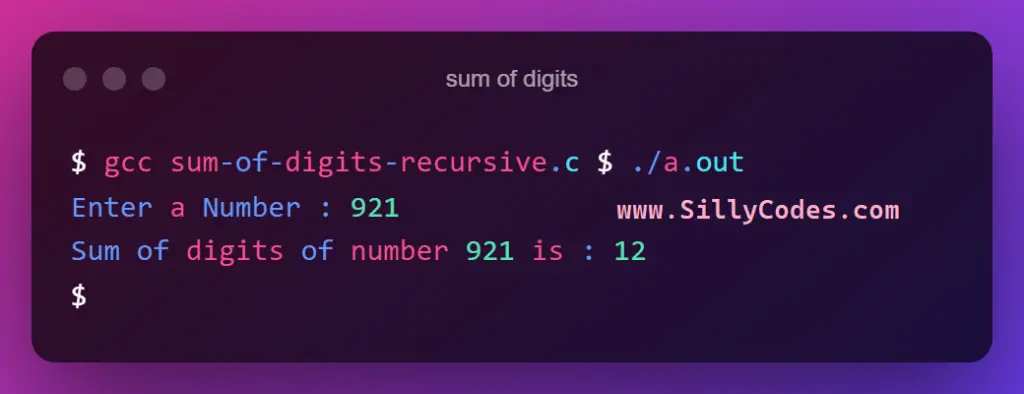 sum-of-digits-using-recursion-in-C-Language