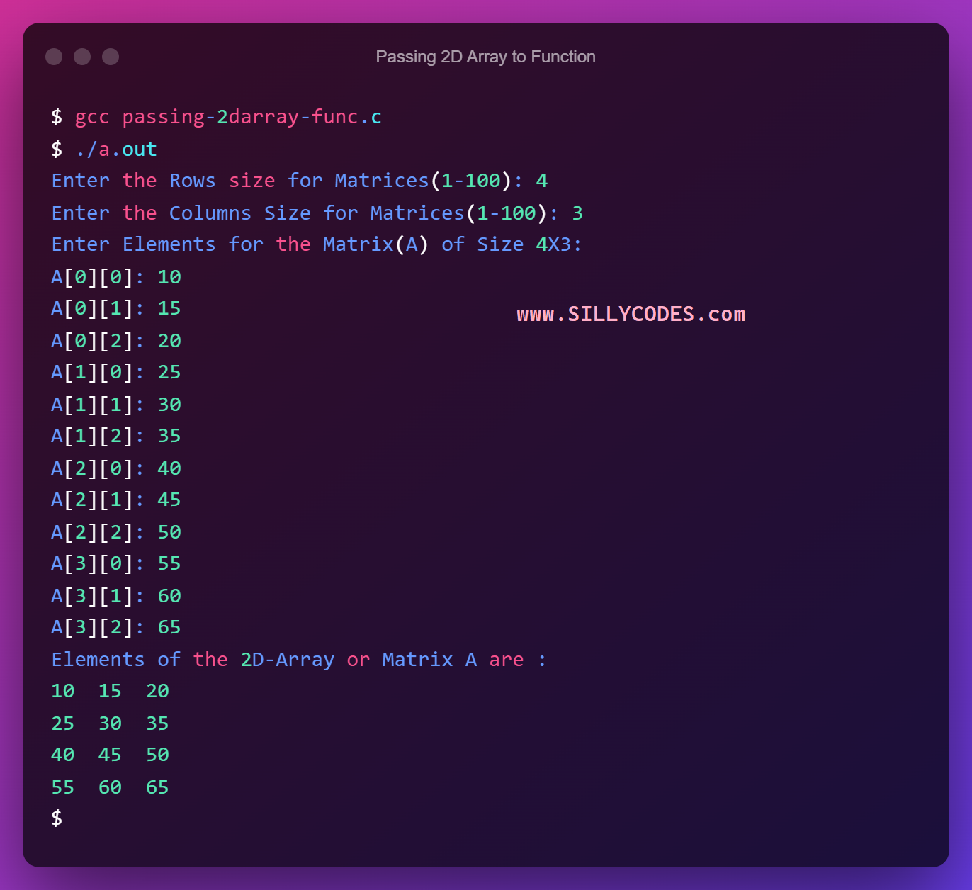 passing-2d-array-to-function-in-c-with-example-program