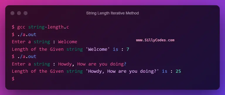 Program to Calculate length of String in C Language - SillyCodes