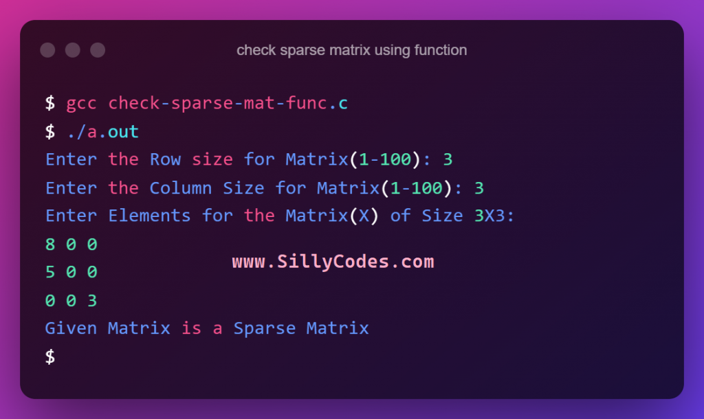 check-sparse-matrix-using-function-program-output