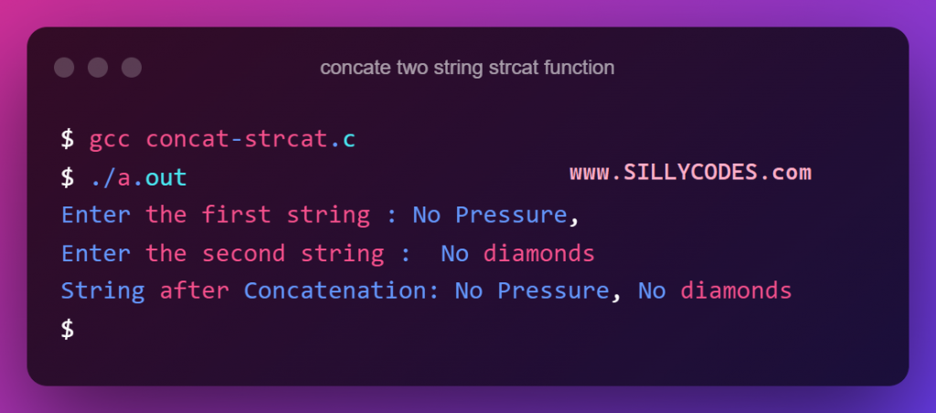 concatenate-two-strings-using-strcat-function-in-c