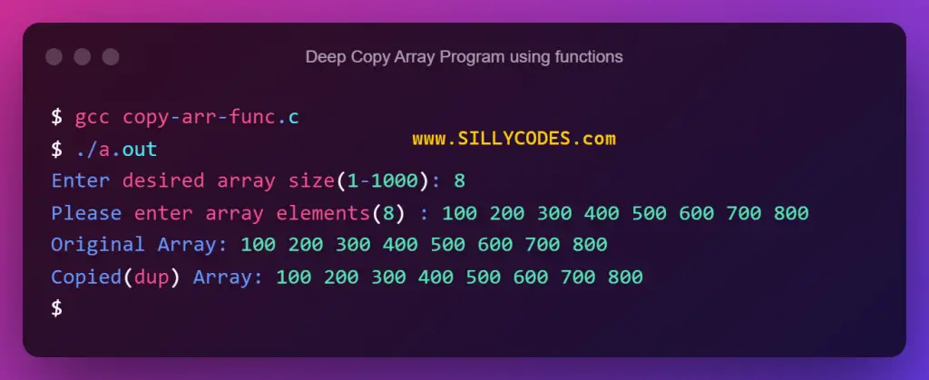 deep-copy-array-to-another-array-in-c-using-functions