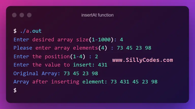 Insert Element In Array In C Language - SillyCodes