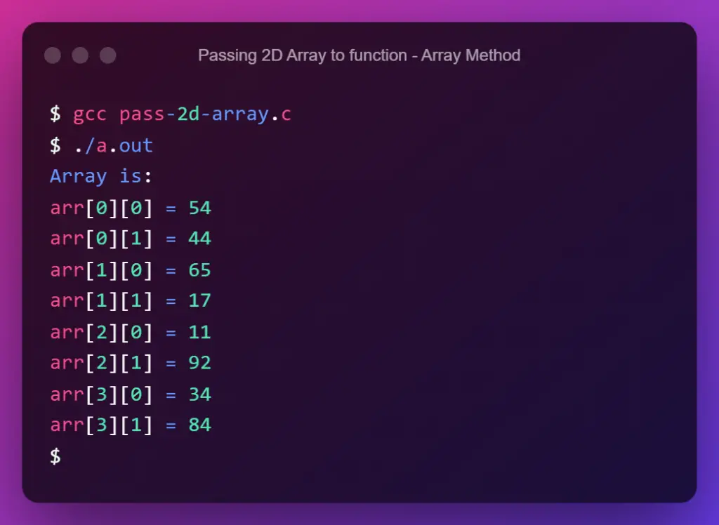passing-2d-array-to-function-accept-as-array
