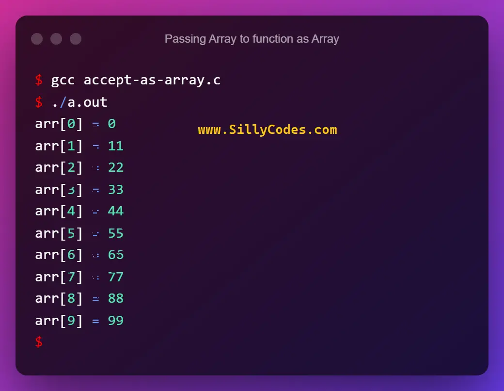 Passing Arrays To Functions In C Language - SillyCodes