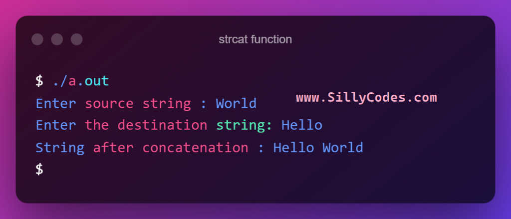 strcat-function-in-c-program-output