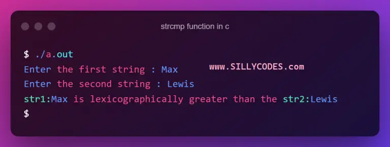 The strcmp in C with example programs - SillyCodes