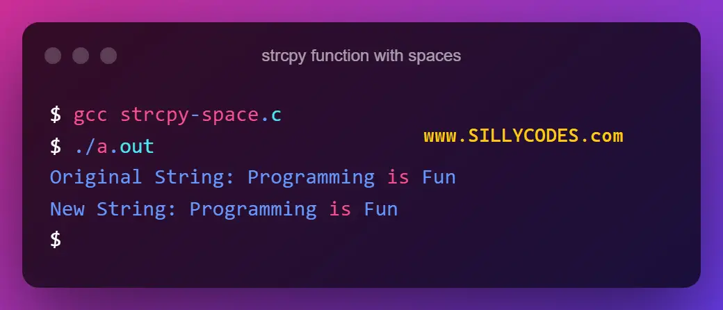 Strcpy In C Language - String Library Function - SillyCodes