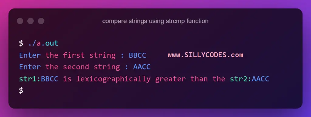 string-comparision-using-strcmp-func-program-output