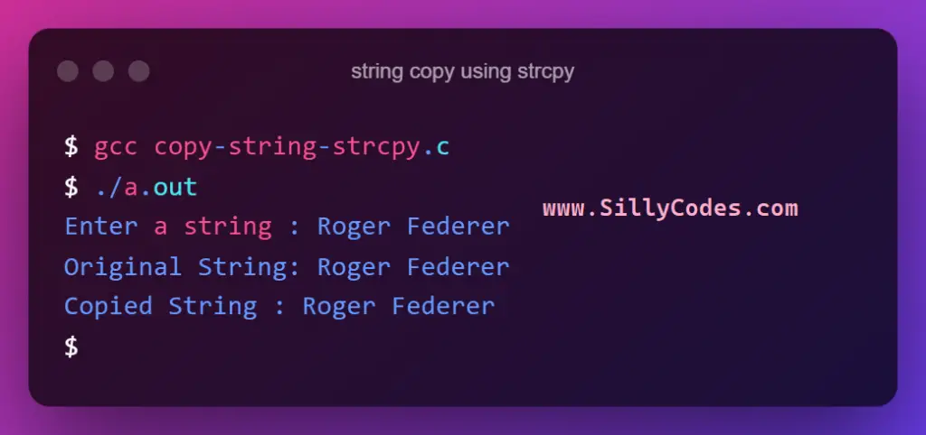 duplicate-string-using-strcpy-function