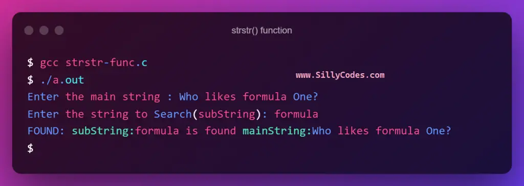 strstr-function-in-c-program-output