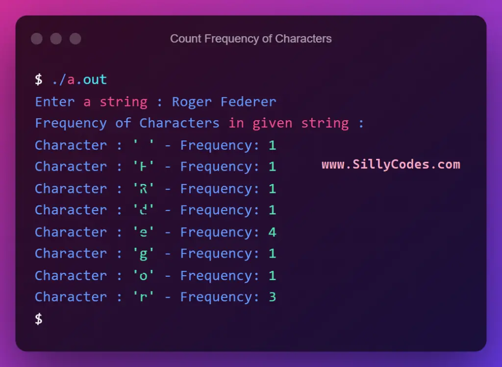 Count-Frequency-of-Characters-in-a-String-Program-output