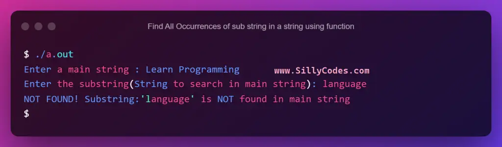 Find-All-Occurrences-of-sub-string-in-a-string-using-function