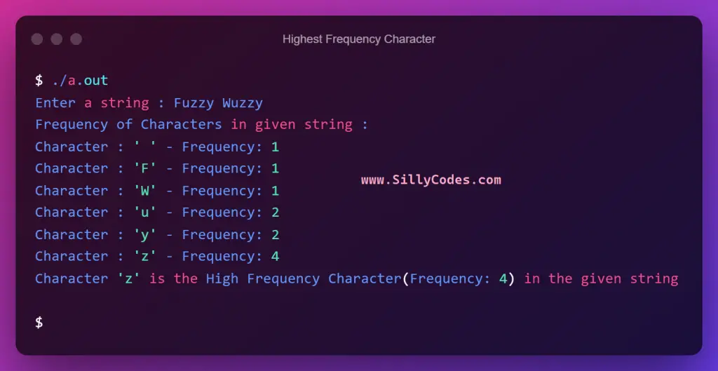 Program-to-Find-highest-frequency-character-in-a-string-in-C-Iterative-Method