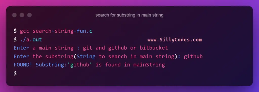 Program-to-Search-for-substring-in-main-string-using-user-defined-function