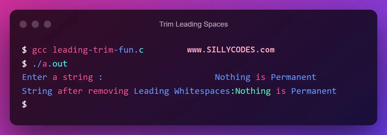 Program To Remove Leading Whitespace In String In C Language