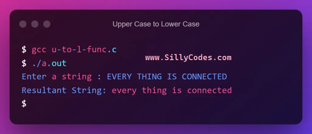 convert-string-from-uppercase-to-lowercase-in-c-using-user-defined-functions