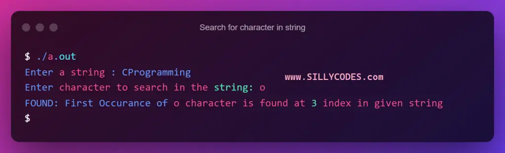 find-first-occurrence-of-character-in-string-program-output