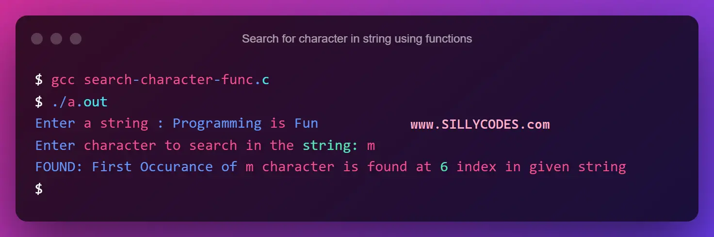 find-first-occurrence-of-a-character-in-string-in-c-language