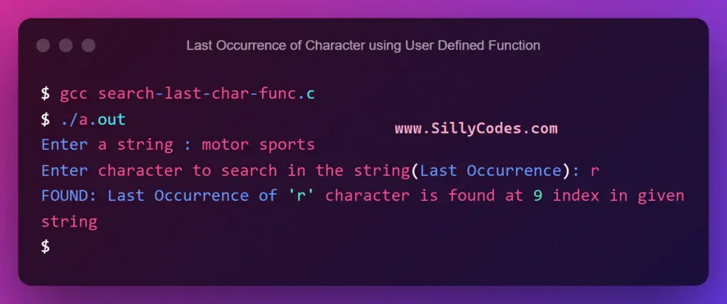 last-occurrence-of-character-in-string-using-user-defined-function