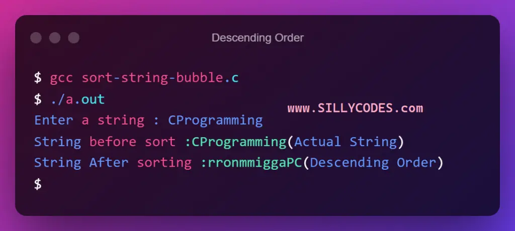 program-to-sort-string-in-descending-order-in-c-output