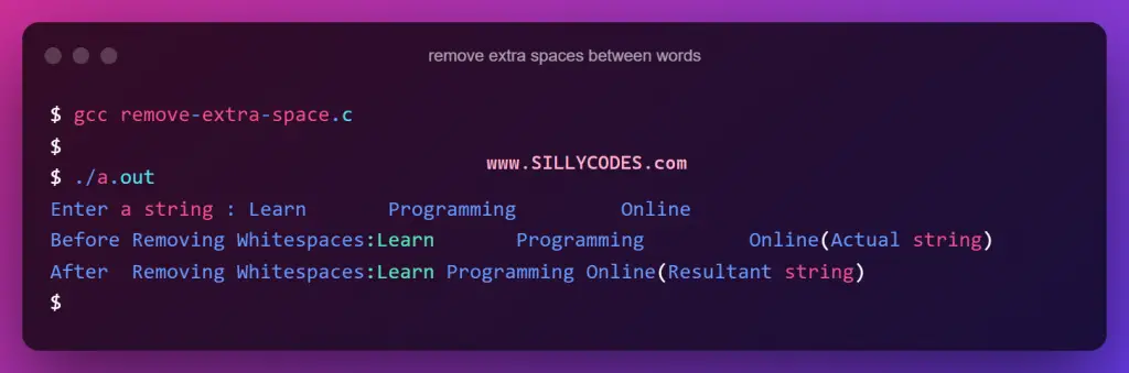 remove-extra-spaces-between-words-program-output