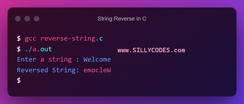 reverse-string-in-c-program-output