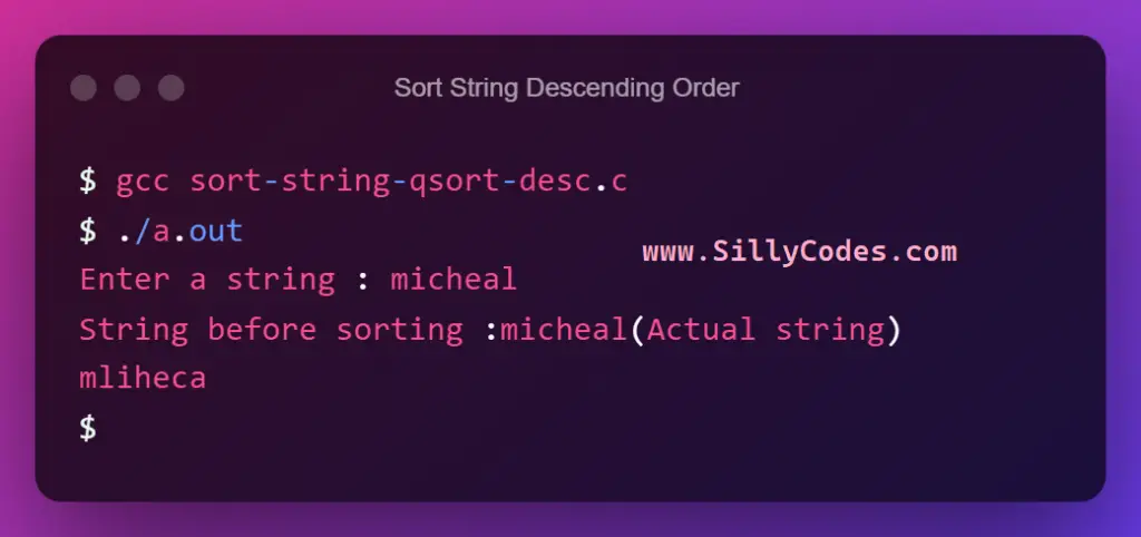sort-characters-of-string-in-descending-order-in-c-program-output