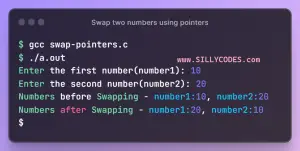 Swap Two Numbers using Pointers in C Language - SillyCodes