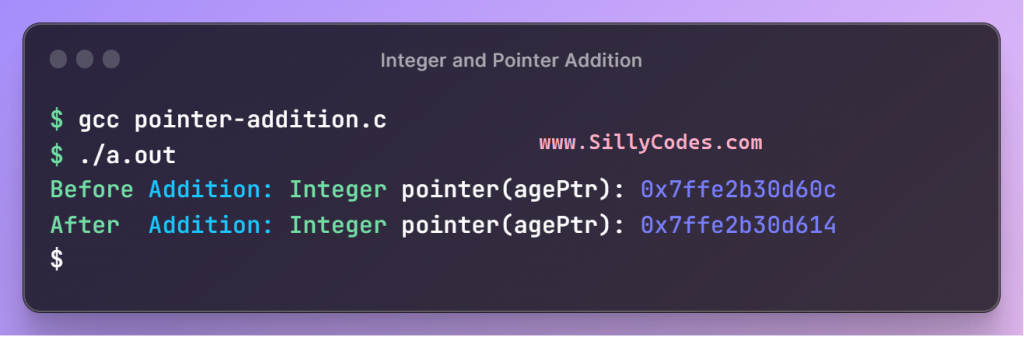 Adding-integer-to-pointer-in-c-program-output
