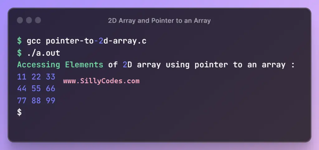 access-2d-array-elements-using-pointer-to-an-array-in-c-language