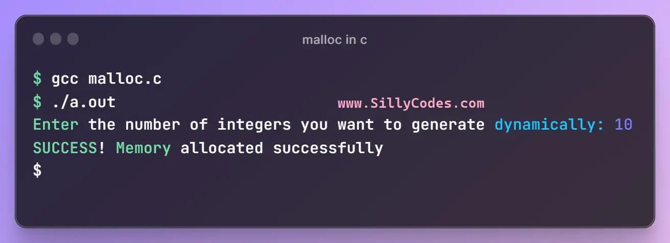 Allocate Memory Dynamically Using Malloc Function In C Language