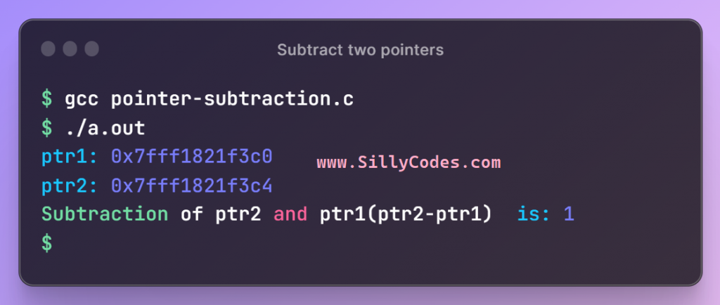 subtract-two-pointers-in-c-language